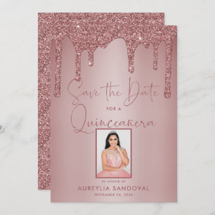 Reserve A Data Glitter de rosa Dourado Sparkle Drives Quinceañera