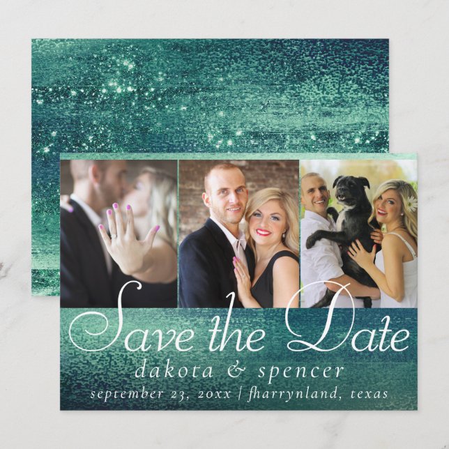 Reserve A Data Glitzy Foil | Seafoam Green Aqua Sparkle 3 Foto (Frente/Verso)