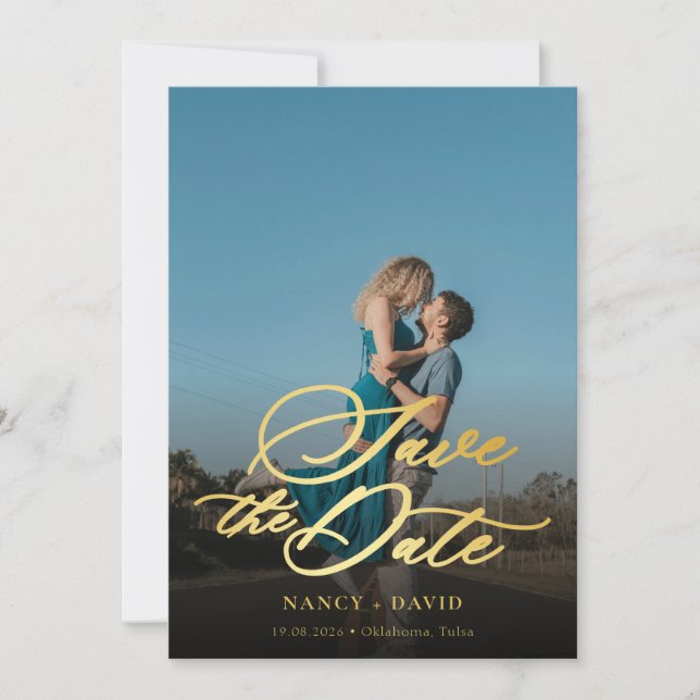 Reserve A Data Gold Script  Qr Code Photo Wedding (Frente)