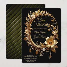 Reserve A Data Golden Floral Ornate Frame Save The Date