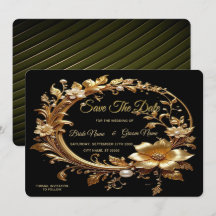 Golden Floral Ornate Frame Save The Date