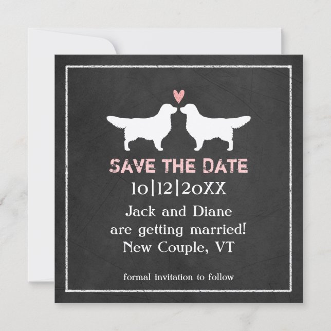 Reserve A Data Golden Retrievers Casamento Salvar a Data (Frente)