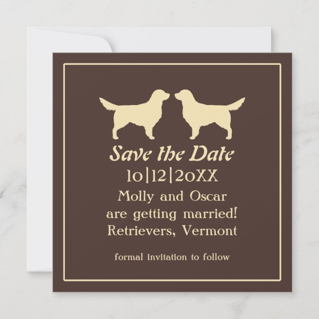 Reserve A Data Golden Retrievers Casamento Salvar a Data (Frente)