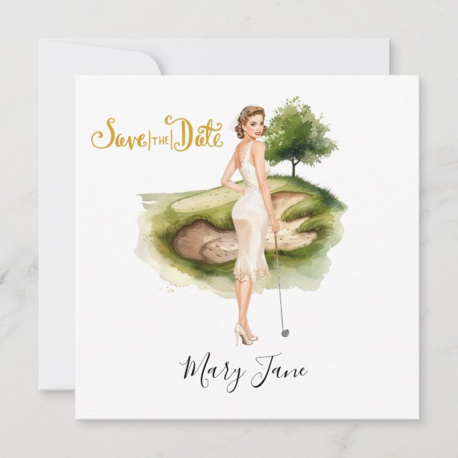 Reserve A Data Golf Woman golfer on golf course Bridal  (Frente)