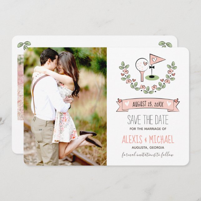 Reserve A Data Golfe Rosa Pensava Salvar a Data (Frente/Verso)