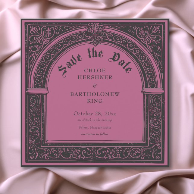 Reserve A Data Gótica Black Burgundy Medieval Até Casamento da Mo (Gothic Black Burgundy Medieval Until Death Wedding Save The Date)