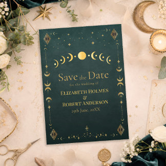Reserve A Data Gótico Celestial Casamento Azul Escuro Save the Da