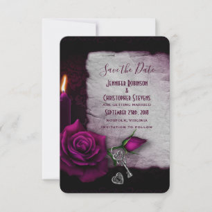 Reserve A Data Gótico o casamento aumentou, do vela e do Locket