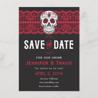 Reserve A Data Gótico Skull Swirl & Lace Wedding Salvar as datas