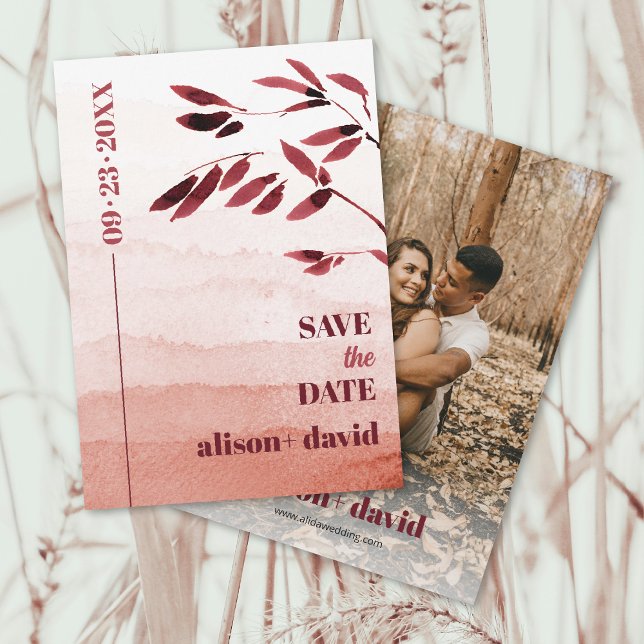 Reserve A Data Gradiente de aquarela e foto japonesa de ramificaç (Criador carregado)