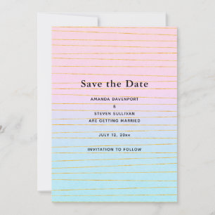 Reserve A Data Gradiente de Pastel Azul Rosa com Casamento de Lin