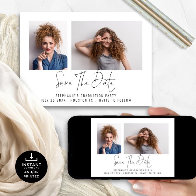 Reserve A Data Graduação de Fotos do Formando de Script Moderno 2 (Criador carregado)