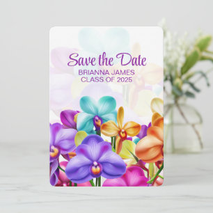 Reserve A Data Graduação de Orquídeas Coloridas Modernas Na moda