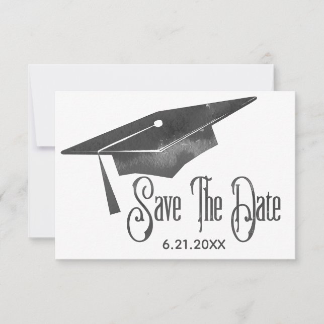 Reserve A Data Graduação Salva A Data Simples Formando Preto Mode (Frente)