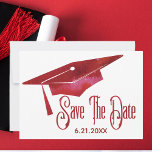 Reserve A Data Graduação Salva A Data Simples Formando Vermelho M<br><div class="desc">Uma formatura simples e bonita,  pode salvar o cartão de data para enviar para a família e os amigos. Apresenta um boné de formatura com aspecto de cor d'água vermelha. Um cartão maravilhoso,  moderno e simples,  para salvar uma data para uma formatura.</div>