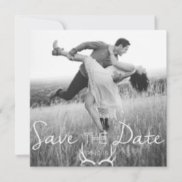 Reserve A Data Gráfico Rustic Antler | White Save the Date (Salva