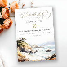 Grande Sur, Califórnia Paisagem Aquarela Casamento