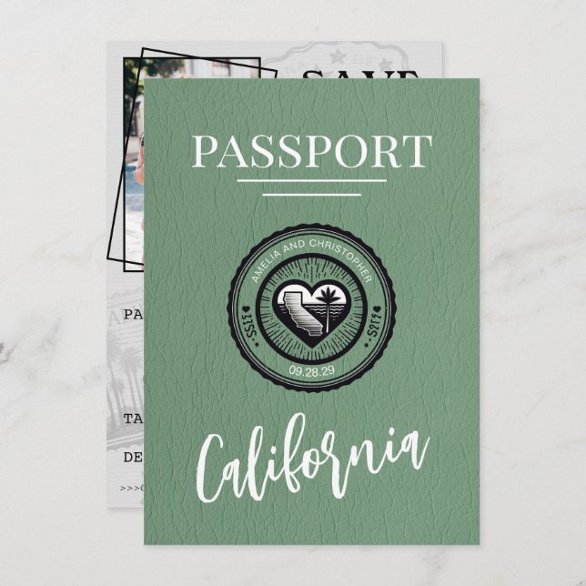 Reserve A Data Green California Passport Salvar a data (Frente/Verso)