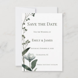 Reserve A Data Green Floral Botanical Wedding