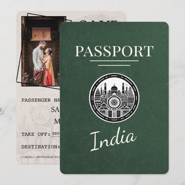 Reserve A Data Green India Passport Salvar a data (Frente/Verso)
