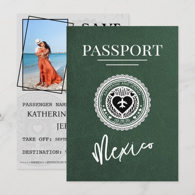 Reserve A Data Green Mexico Passport Salvar a data (Frente/Verso)