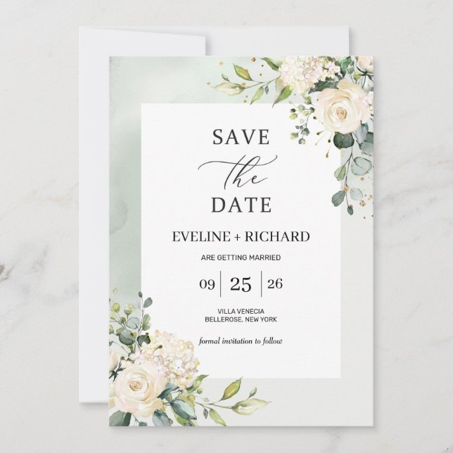 Reserve A Data Greenerage Foliage Boho Floral Salvar A Placa Date (Frente)