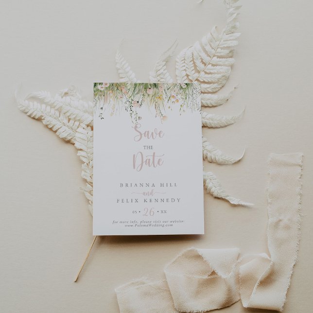Reserve A Data Greenery Boho Wildflower Wedding (Criador carregado)