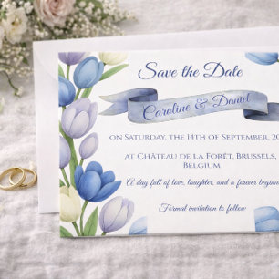 Reserve A Data Grinalda de Tulipas em Aquarela Elegante Casamento