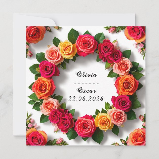 Reserve A Data Grinalda Floral de Casamento Colorida (Frente)