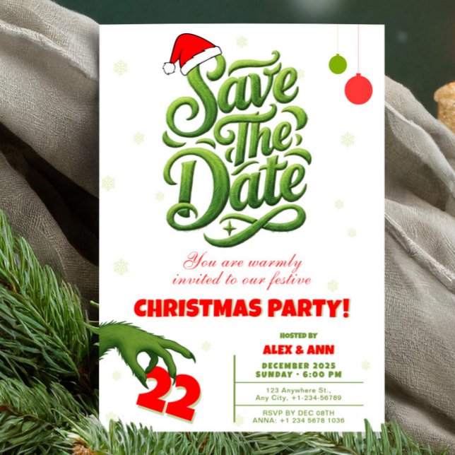 Reserve A Data Grinch Style Christmas Party Save the Date (Grinch Style Christmas Party Save the Date )