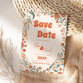 Reserve A Data Groovy Floral Vintage Retro Wedding