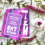 Reserve A Data Groovy Purple Waves Bar Bat Personalizado Bnai Mit<br><div class="desc">Cartão perfeito para anunciar um bar ou bat mitzvah ou outra celebração judaica e pedir aos convidados para salvar a data! Mão fez arte para você com a letra na frente e atrás! (verifique compro ou DM para opções de BAR/BAT) TOTALMENTE PERSONALIZÁVEL! Clique em "Personalizar" acima para editar o texto....</div>