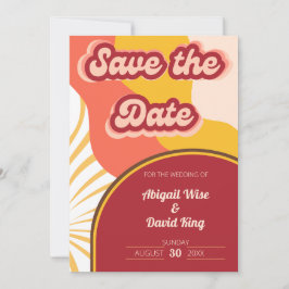 Reserve A Data Groovy Vibes Retro Wedding Vintage Salvar Data