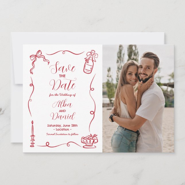 Reserve A Data Guardar A Data De Desenho Do Whimsical Ilustrado (Frente)