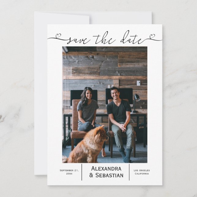 Reserve A Data Guardar A Data Do Casamento Branco Preto Personali (Frente)