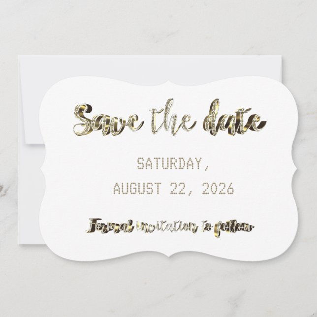 Reserve A Data Guardar A Festa de casamento De Script Dourado Do  (Frente)