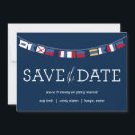 Reserve A Data Guardar Náutico Data<br><div class="desc">Esta "Save the Date" foi concebida com bandeiras náuticas e seria ideal para qualquer casamento por parte da água!</div>