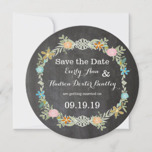 Reserve A Data Guirlanda Floral Rosa Menta Loja de Giz Casamento