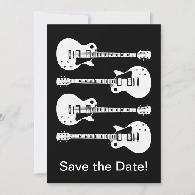 Reserve A Data Guitarras Elétricas Gráfico em Branco (Frente)