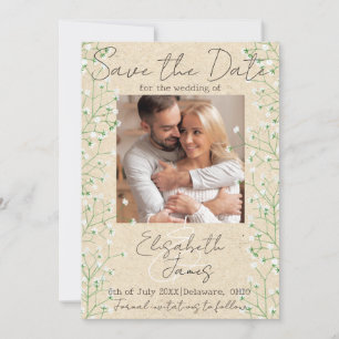 Reserve A Data Gypsophila Watercolor Casamento Floral de Marfim F
