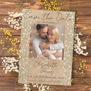 Reserve A Data Gypsophila Watercolor Floral Rustic & Boho Wedding