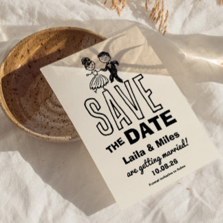Reserve A Data Hand drawn Bride and Groom Wedding Save The Date
