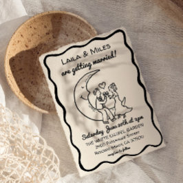 Reserve A Data Hand Drawn Whimsical Moon wedding invitation