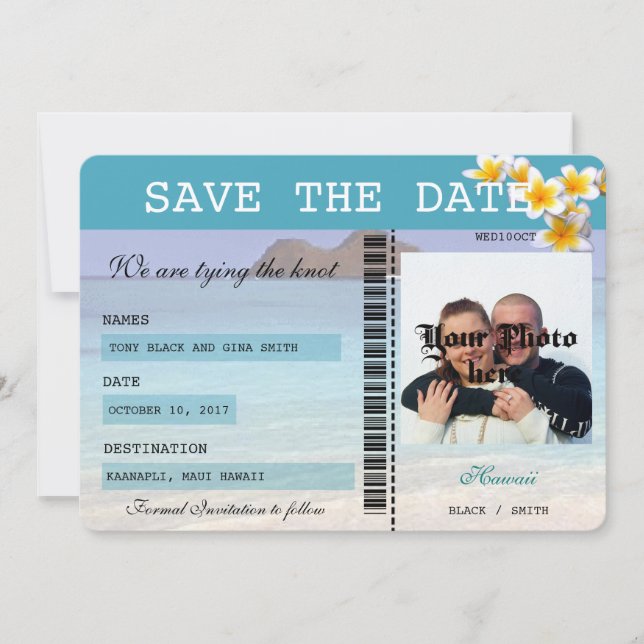 Reserve A Data Hawaii Wedding Boembarque Pass Salvar Data (Frente)