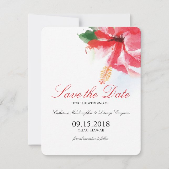 Reserve A Data Hibiscus Flower Breeze Watercolor Salvar a Data (Frente)