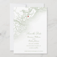 Hilton Head SC Map Sage Green Elegant Weding