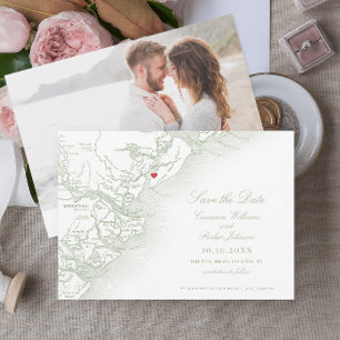 Reserve A Data Hilton Head SC Mapa Elegante Sage Casamento Verde