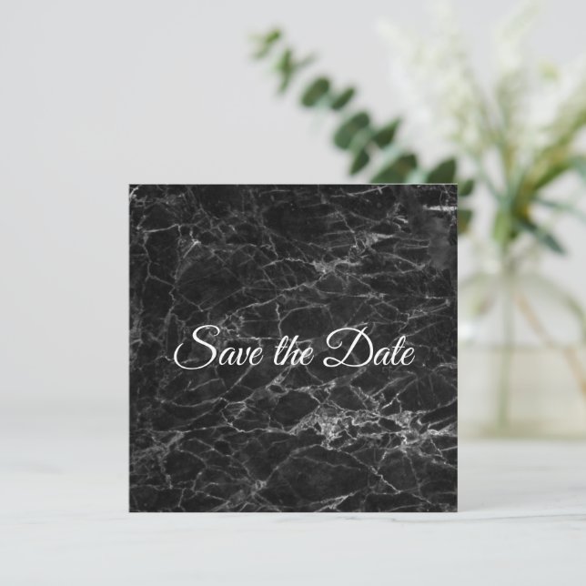 Reserve A Data Hip Black Marble Save Date (Em pé/Frente)