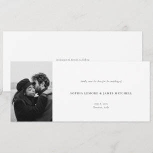 Reserve A Data Horizontal de Casamento de Fotos Simples Elegante