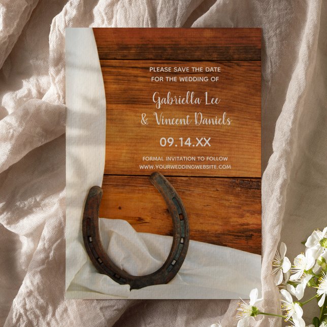 Reserve A Data Horsfere e Satin Western Wedding Salvar a Data (Criador carregado)